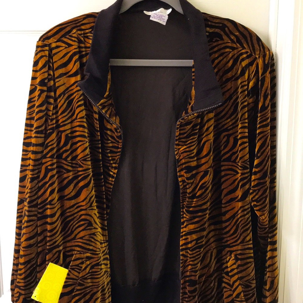 Susan Graver Animal Print full zip Jacket 3X New